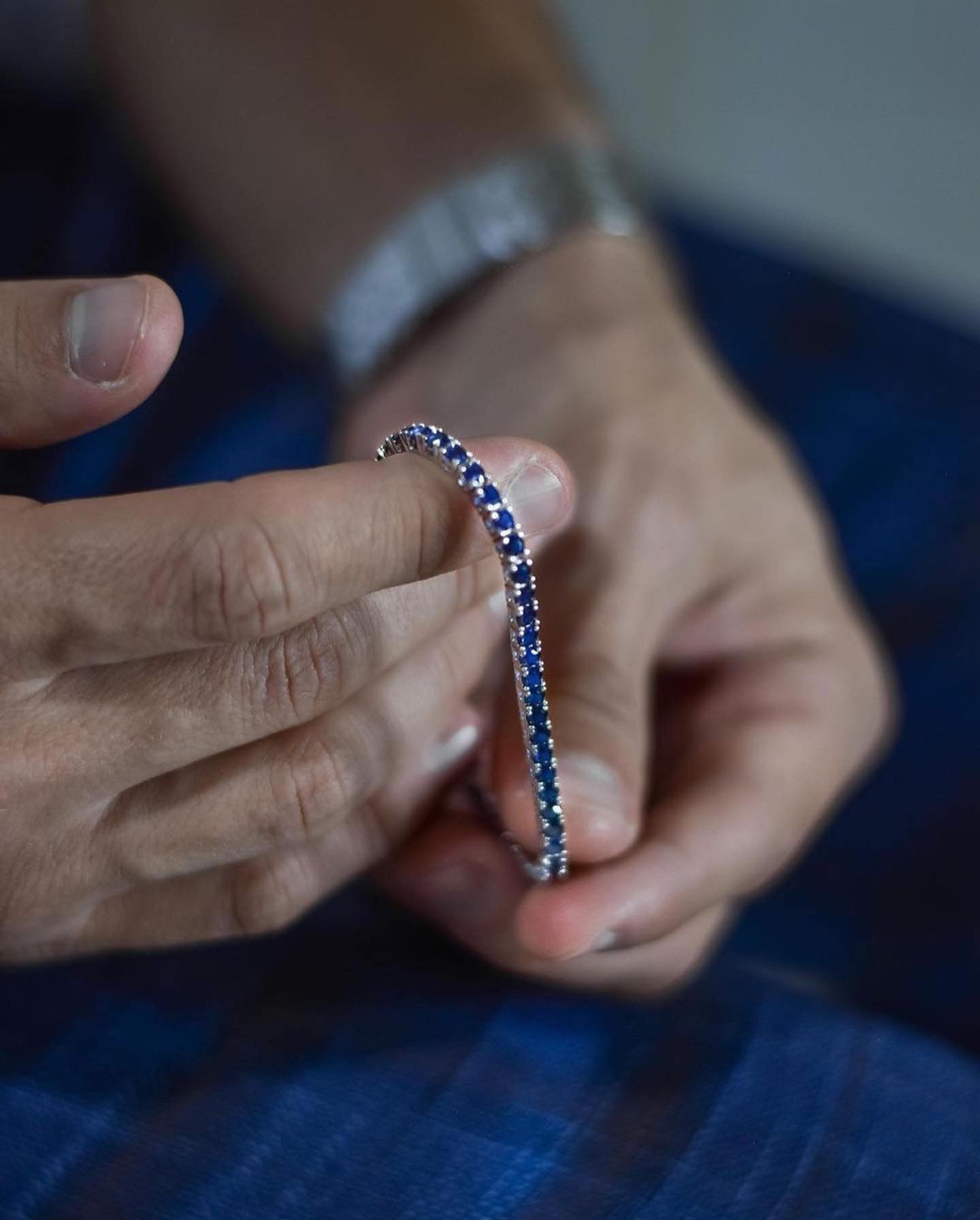 Bracciale Cometa in argento con dettagli in blu